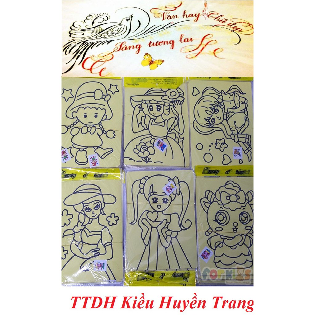 Tranh cát nền vàng A4