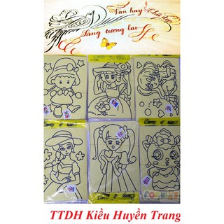 Tranh cát nền vàng A4