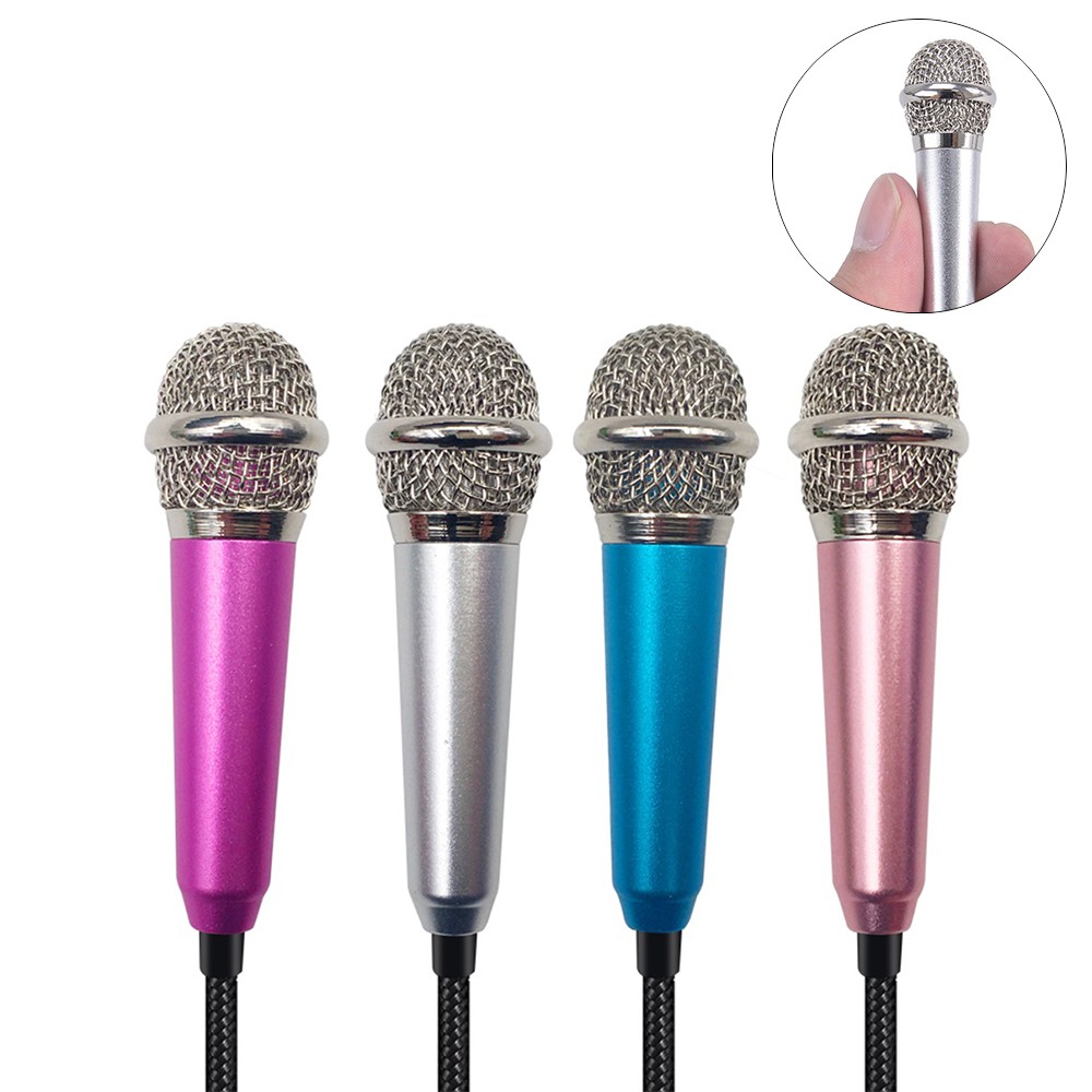 Điện thoại di động Mini 3.5mm Microphone Dây bện Tai nghe KTV Âm nhạc Hát Loa