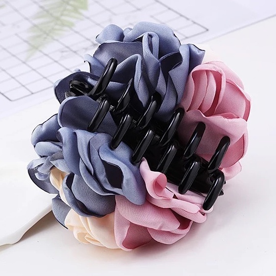 Kẹp Tóc Hoa Hồng Bằng Nhựa Màu Đen Thời Trang Thanh Lịch Dành Cho Nữ