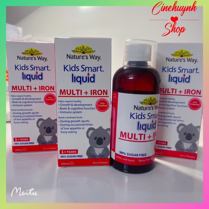 💦💦SIRO BỔ SUNG SẮT NƯỚC VÀ VITAMIN KID SMART MULTI + IRON LIQUID 200ML CỦA NATURE WAY ÚC💦💦