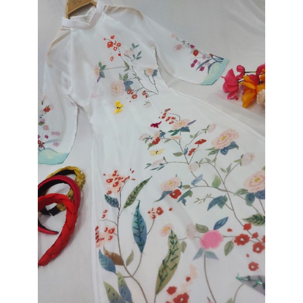 🥰 Ao dài cách tân 4 tà màu trắng đính kết đẹp sang chảnh hàng thiết kế cao cấp đẹp nhẹ nhàng
