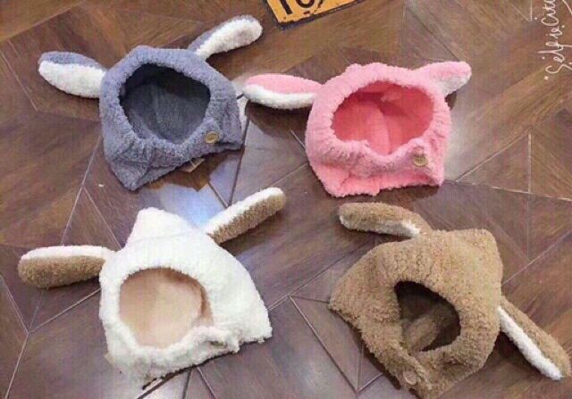 Mũ len lông tai thỏ cho bé