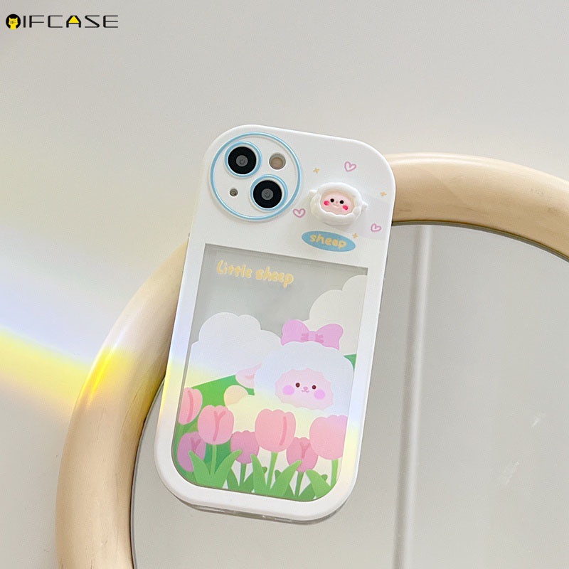 Ốp Điện Thoại Mềm Trong Suốt Chống Sốc In Hình Hoa Tulip Thắt Nơ Cho iPhone 13 12 11 Pro Max XS Max XR X