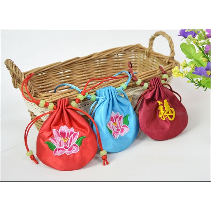 Túi thêu hoa hà bao thêu hoa túi đeo cổ phụ kiện thời trang thiết kế độc đáo phong cách cổ trang cổ điển