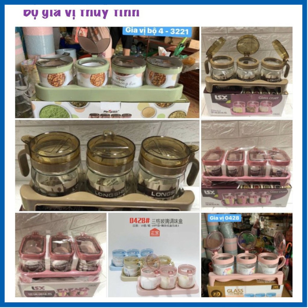 bộ đựng gia vị thủy tinh cao cấp
