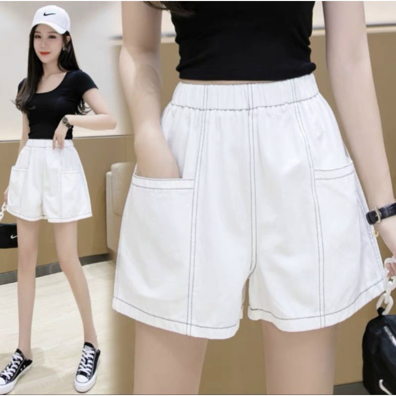 Quần đùi kaki phối viền chỉ cá tính - Q012