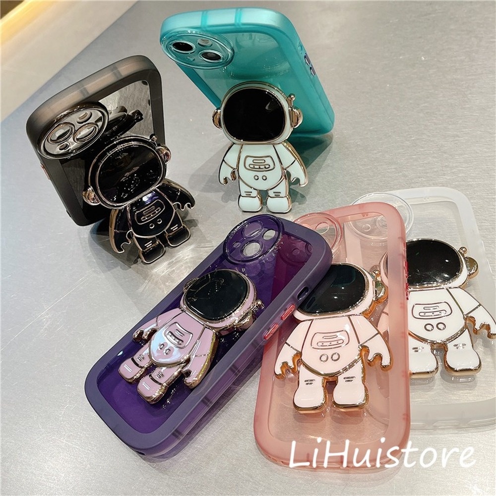 Ốp Điện Thoại Silicone Mềm Chống Rơi In Hình Phi Hành Gia Có Giá Đỡ Cho Apple 11 Pro Max X XS XR XS Max 7 8 Plus