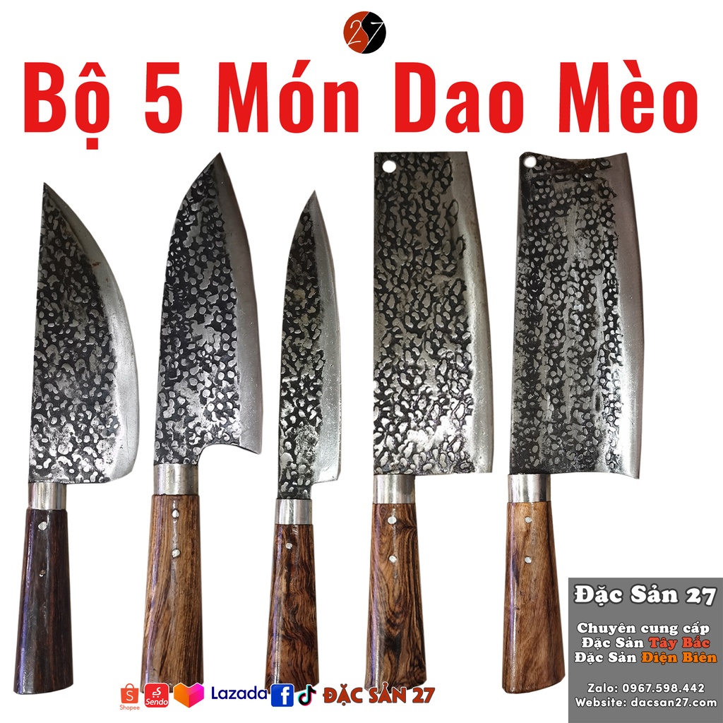 Bộ 5 Món Dao Nhíp Ôtô Sắc Bén Chuôi Gỗ Cẩm Chỉ, Người Mèo Điện Biên rèn, hàng chuẩn dân tộc H'Mông - Đặc Sản 27