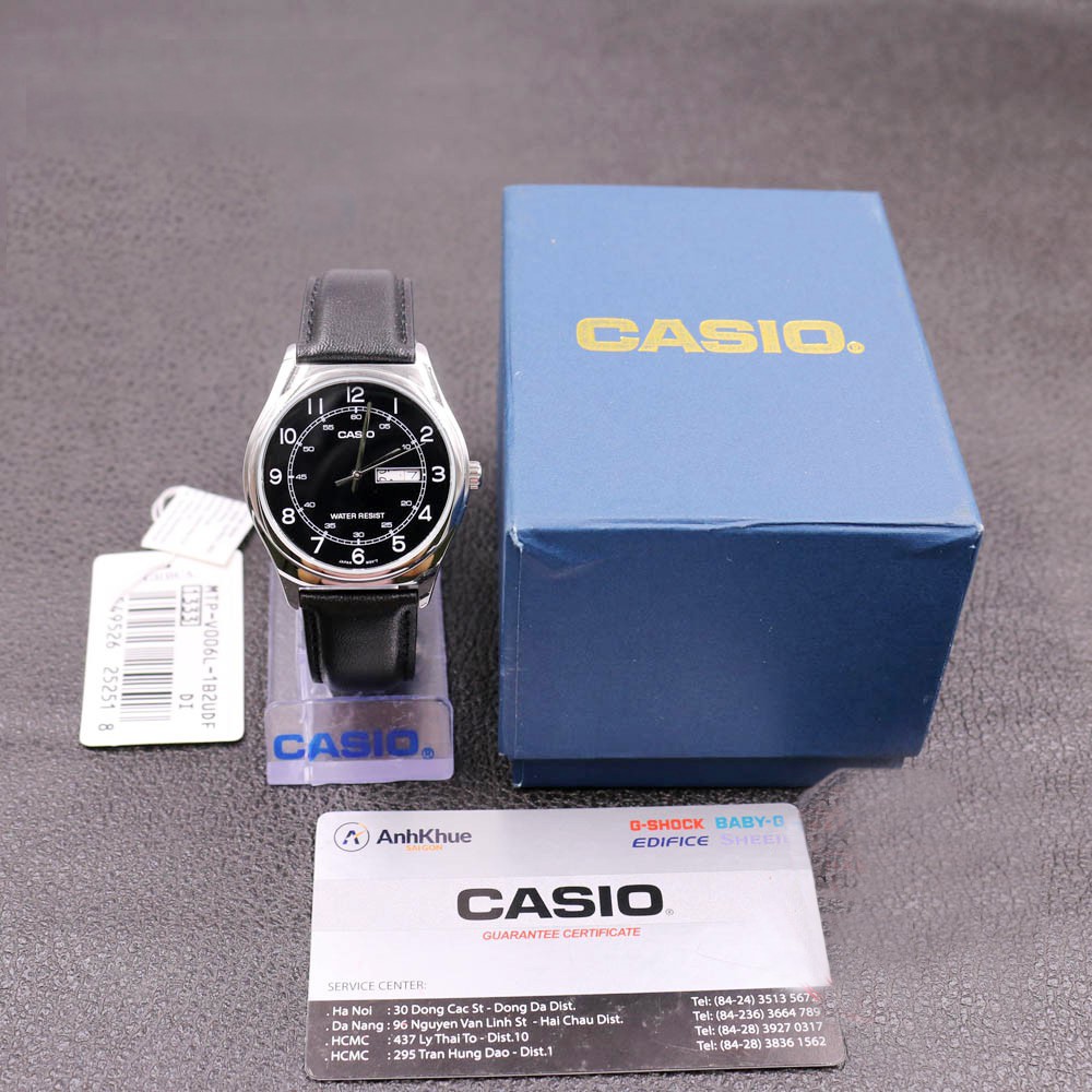 Đồng hồ nam dây da chính hãng Casio MTP-V006L-1B2UDF - Anh Khuê