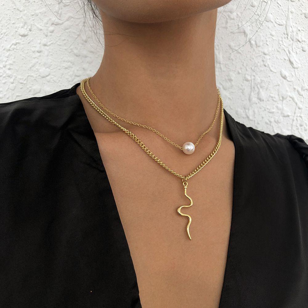 ANEMONE Vòng cổ Mặt Hình Rắn Phong Cách Hàn Quốc Thời Trang