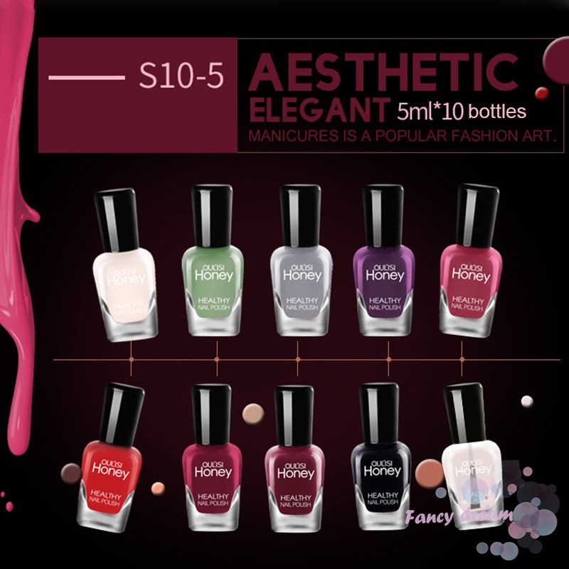 Set 10 lọ móng tay dung tích 5ml với nhiều màu sắc hợp thời trang