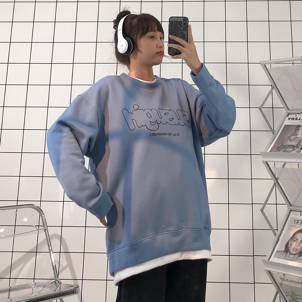 Áo Sweater Nữ Form Rộng Phối Layer Susu Vải Nỉ Bông Dày Dặn phong cách