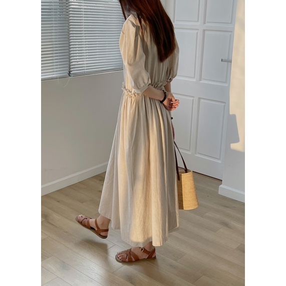 Váy Linen cổ sơ mi