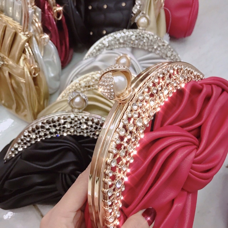 Túi Đầm Da Si Đeo Vai Trang Trí Hoa Tiết Cao Cấp