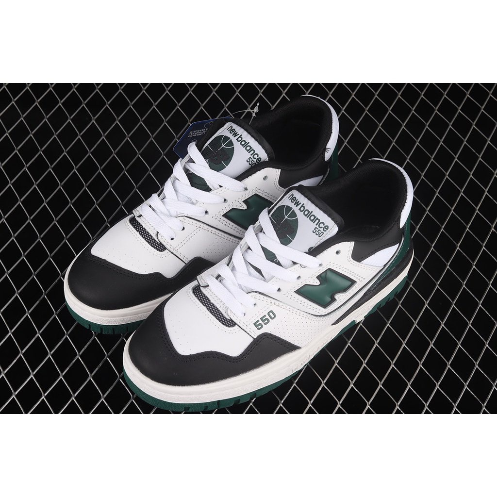 Giày Thể Thao New Balance 550 Màu Trắng Đen Xanh Lá Năng Động Cho Nam Và Nữ