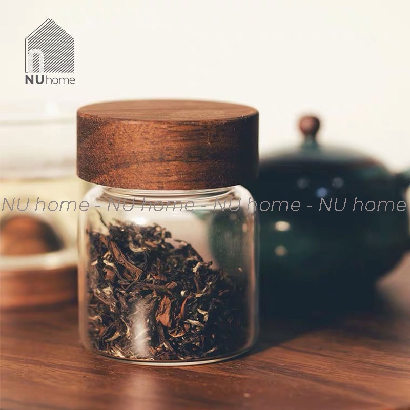 nuhome.vn | Hũ thuỷ tinh nắp gỗ - Gyro, lọ đựng gia vị, hạt, đồ khô được thiết kế đơn giản, đẹp mắt theo phong cách Nhật