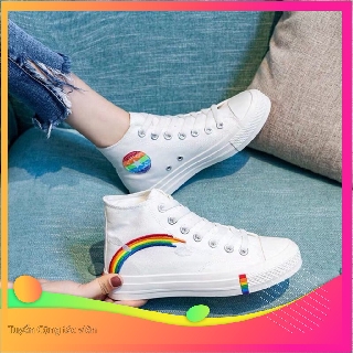 HOT Giầy thể thao cao cổ Viền cầu vồng thêu siêu hót 👟 2020