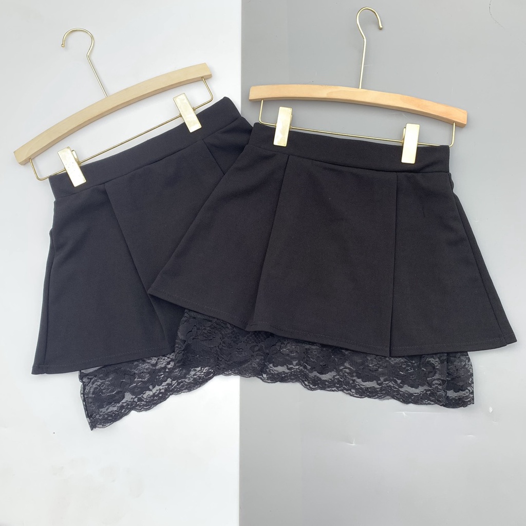 Chân váy nữ ngắn xòe tầng phối chân ren xinh đẹp CV411 SUTANO