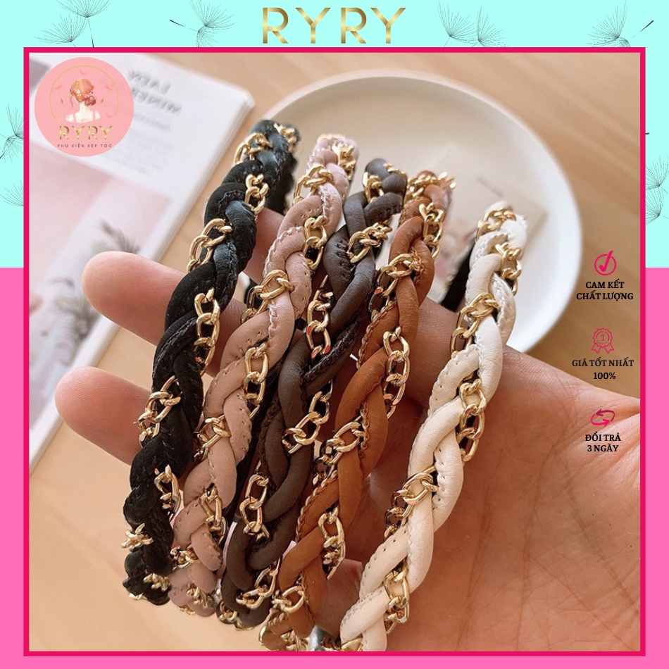 Cài Tóc Đan Xoắn Vải Da Xinh Xắn Phong Cách Hàn Quốc Cho Nữ