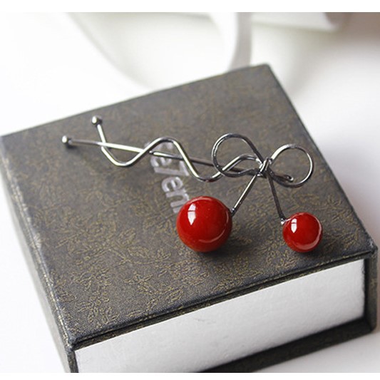 Kẹp tóc bằng kim loại hình quả cherry dễ thương