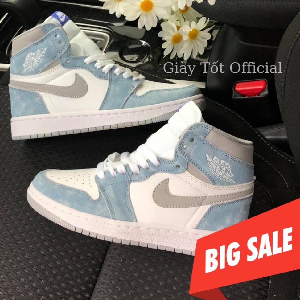SALE Giày Air Jordan 1 Hyper Royal Nỉ Xanh Nam Nữ JD1 Cao Cổ Bản Trung Cao Cấp JD Bóng Rổ - Giày Tốt Official