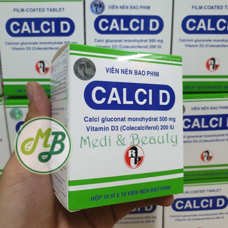 Viên uống bổ sung canxi, vitamin d3, ngừa loãng xương CALCI D hộp 100 viên