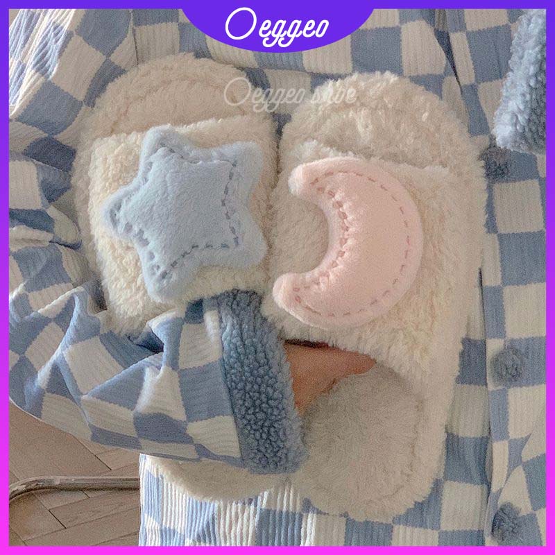 Oeteo Dép Đi Trong Nhà Đế Phẳng Họa Tiết Ngôi Sao Nhỏ Ba Chiều Cho Nữ