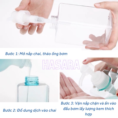 Chai chiết dầu gội, sữa tắm, nước rửa tay, bình chiết có vòi nhấn dung tích 100ml 450ml CC03 CC04