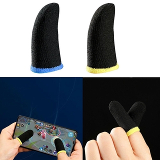 Cặp găng ngón tay sợi cacbon đen viền xanh vàng chống mồ hôi khi chơi game bắn gà trên điện thoại R0R2