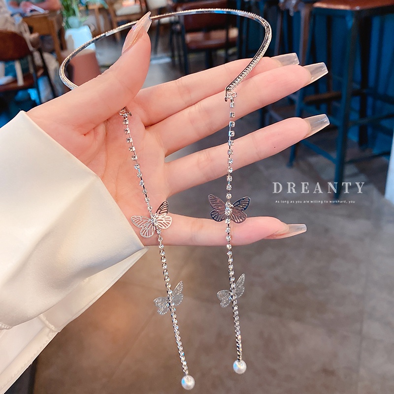 Băng Đô Cài Tóc Đính Kim Cương Hình Bướm Thời Trang Dành Cho Nữ