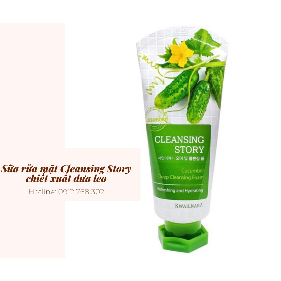 Chính hãng Sữa rửa mặt Cleansing Story Hàn Quốc 120g chiết xuất lô hội, dưa leo, trà xanh, gạo nâu, nhân sâm