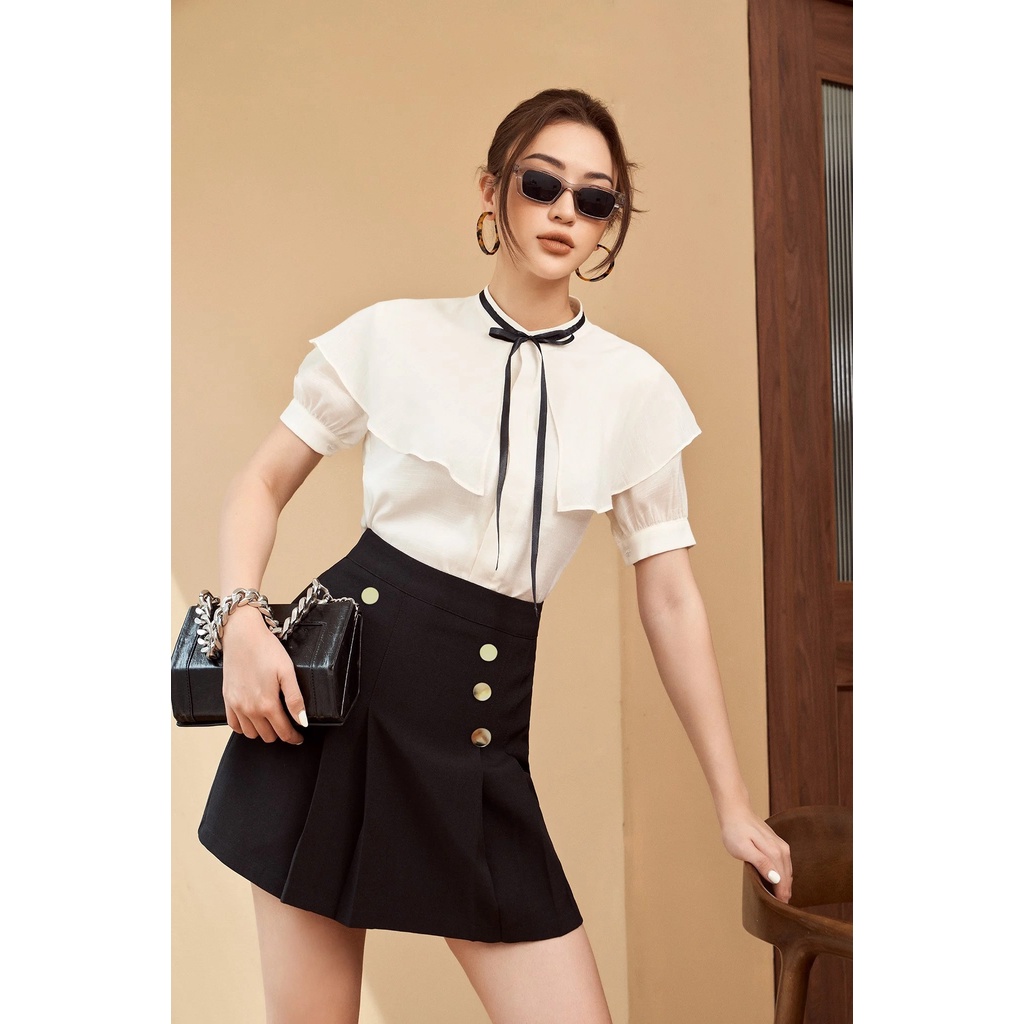 LADY ME by Eva de Eva Áo sơ mi tay ngắn cổ nơ 21SSMO005T | BigBuy360 - bigbuy360.vn