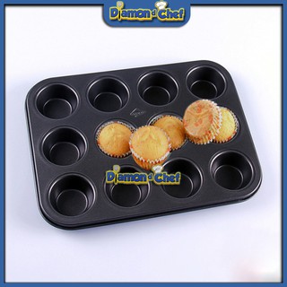 Khuôn Nướng Bánh Chống Dính Cupcake 12 ô mini