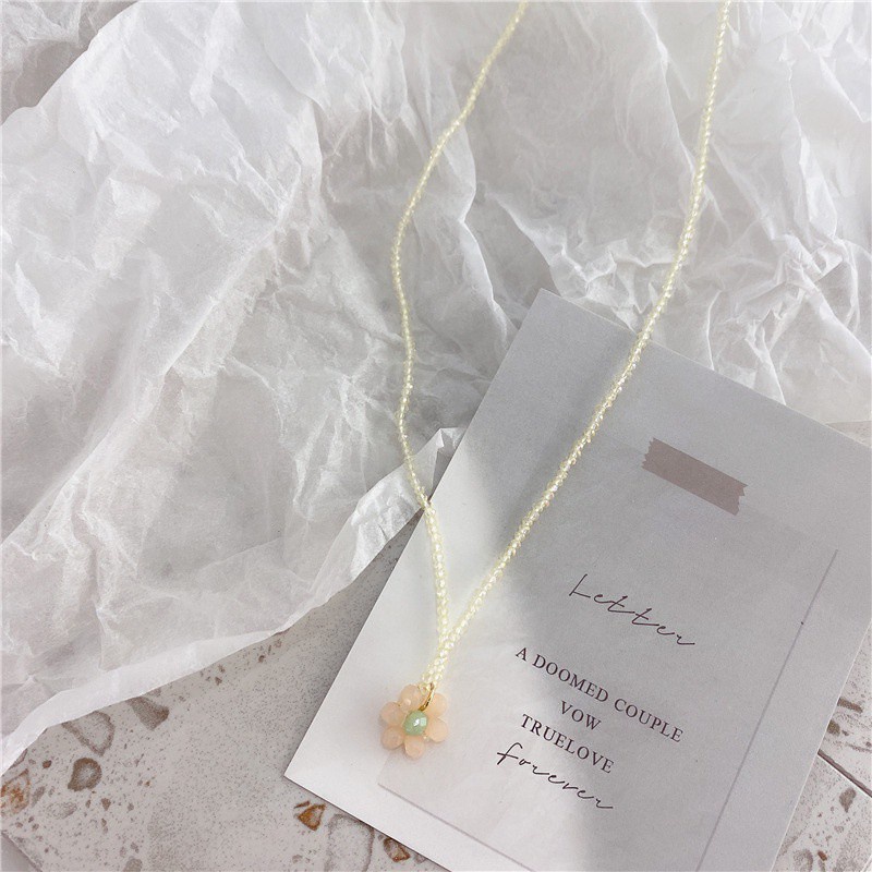 Vòng Cổ Choker Đính Hạt Và Hoa Màu Sắc Ngọt Ngào Cổ Điển Cho Nữ