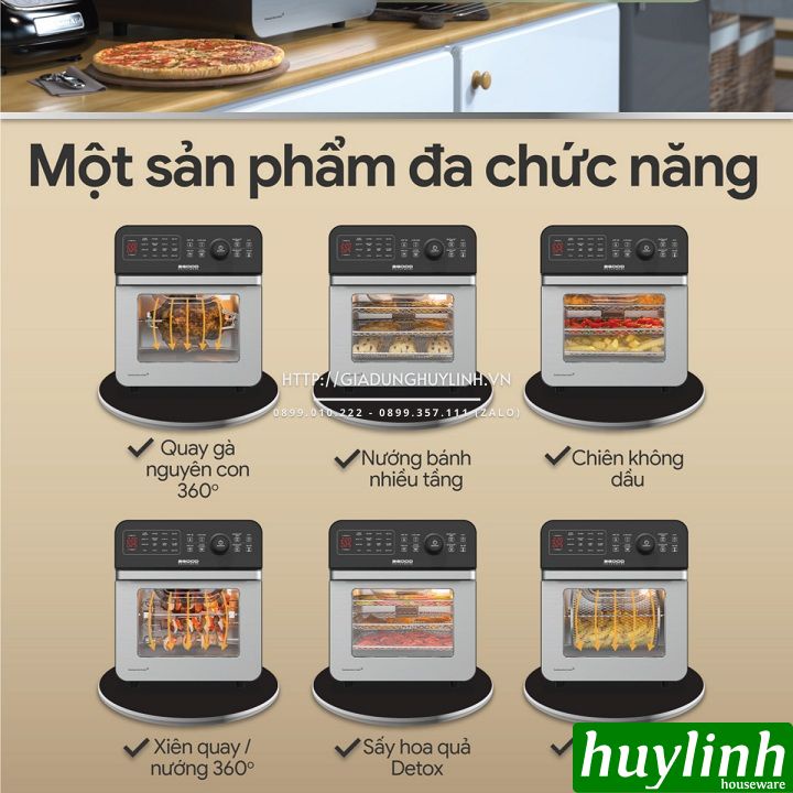 [Mã ELHAMS5 giảm 6% đơn 300K] Nồi chiên không dầu điện tử 2Good Vortex S20 - 14.5 lít - Tặng găng tay - 16 chức năng