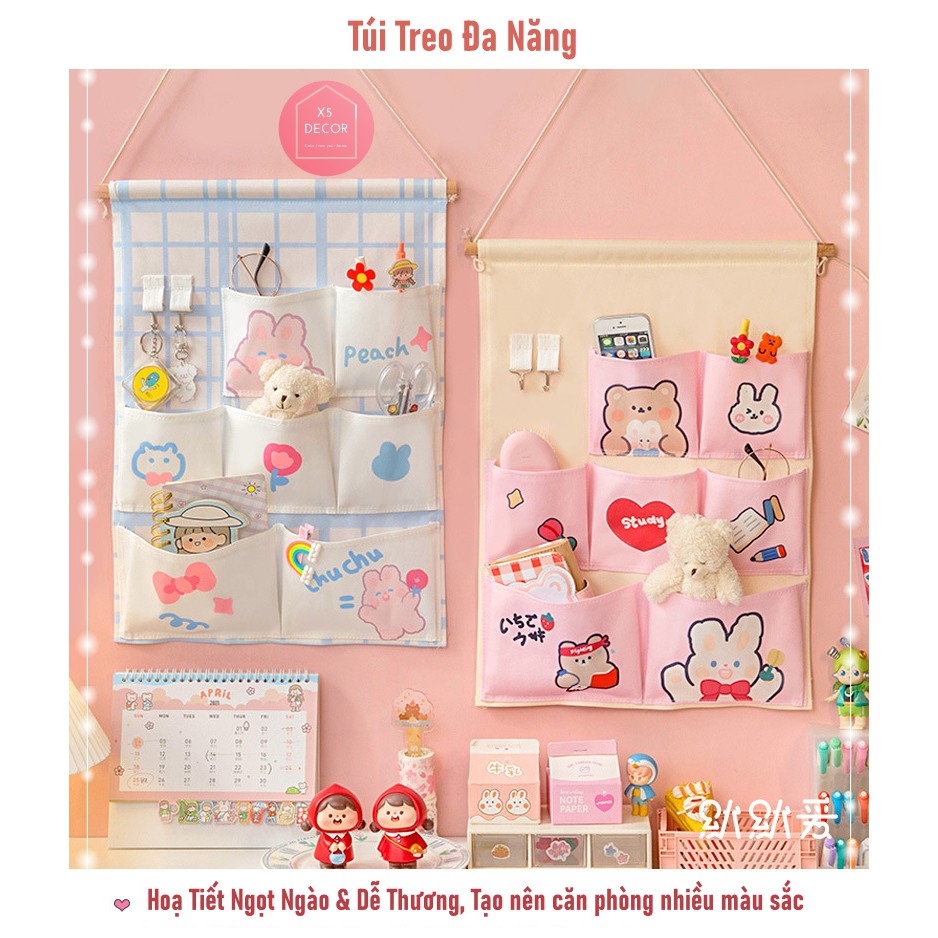 Túi Treo Đa Năng Đựng Đồ Treo Tường  Hoạ Tiết Ngọt Ngào Dễ Thương - Để  Đồ Vật Trang Trí Phòng Xinh Xắn