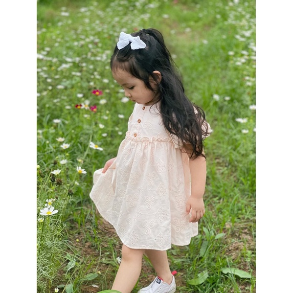 Váy Lennco ren hồng 3 khuy cho bé gái