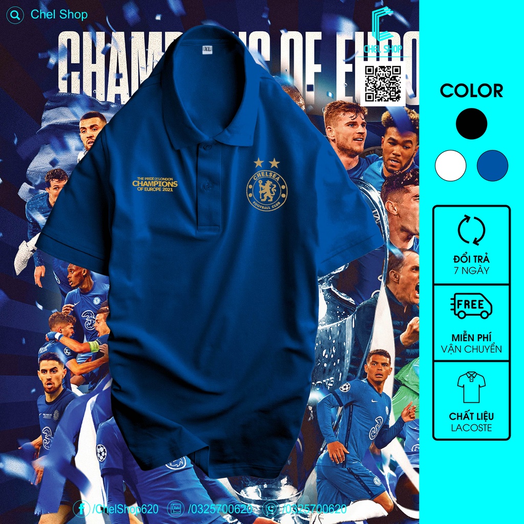 Áo polo cao cấp Chelsea Winner UCL 2021 [ẢNH THẬT]
