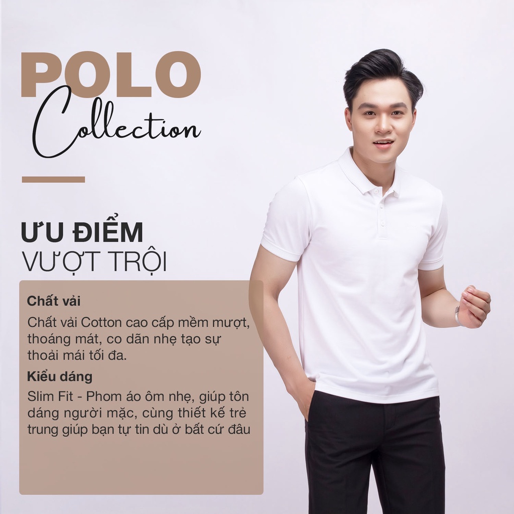 Áo Polo Nam Trắng Cá Sấu Santino Cotton  Kháng Khuẩn Chống Nhăn Chuẩn Form Trẻ Trung Chống Tia Uv E011