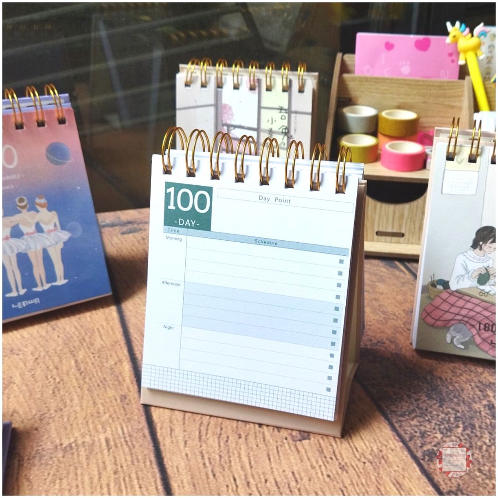 Sổ Kế Hoạch Lò Xo 100 Ngày - 100 Days Daily Planner Notebooks - Cô Gái Và Con Thỏ  - mẫu 3