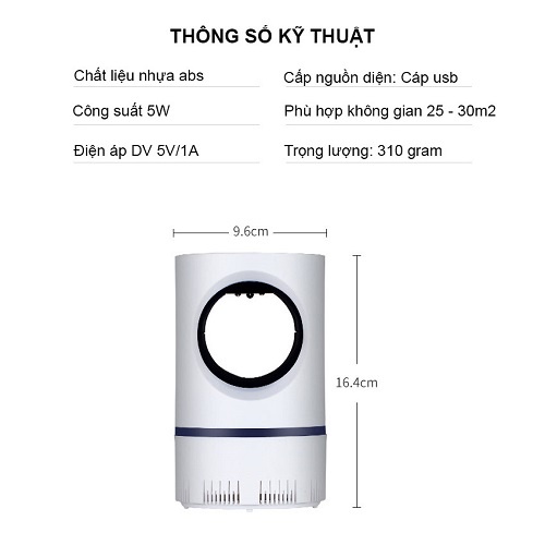 [Phòng Chống Sốt Xuất Huyết] Đèn Bẫy Muỗi Mosquito Killer Cao Cấp Công Nghệ Đèn LED Nhật Bản