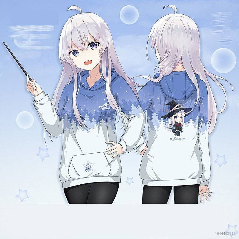 Áo Hoodie Dài Tay Cổ Tròn In Hình Anime Wandering Witch: The Journey of Elaina Cosplay Ilyina