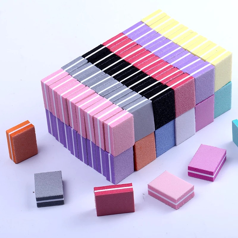 Set 10 Khối Mài Giũa Móng Hai Mặt Bằng Bọt Biển Mini Nhiều Màu Sắc