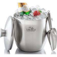 Xô đựng đá giữ lạnh Amerigo màu bạc dung tích 3L, có kèm kẹp gắp [nhập Đức chính hãng]