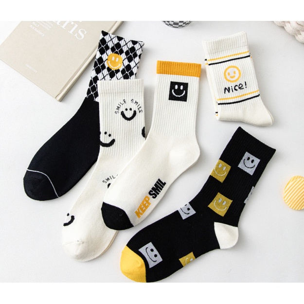 Tất Vớ thể thao cao cổ Mặt Cười, Chữ NICE phong cách trẻ trung, năng động.