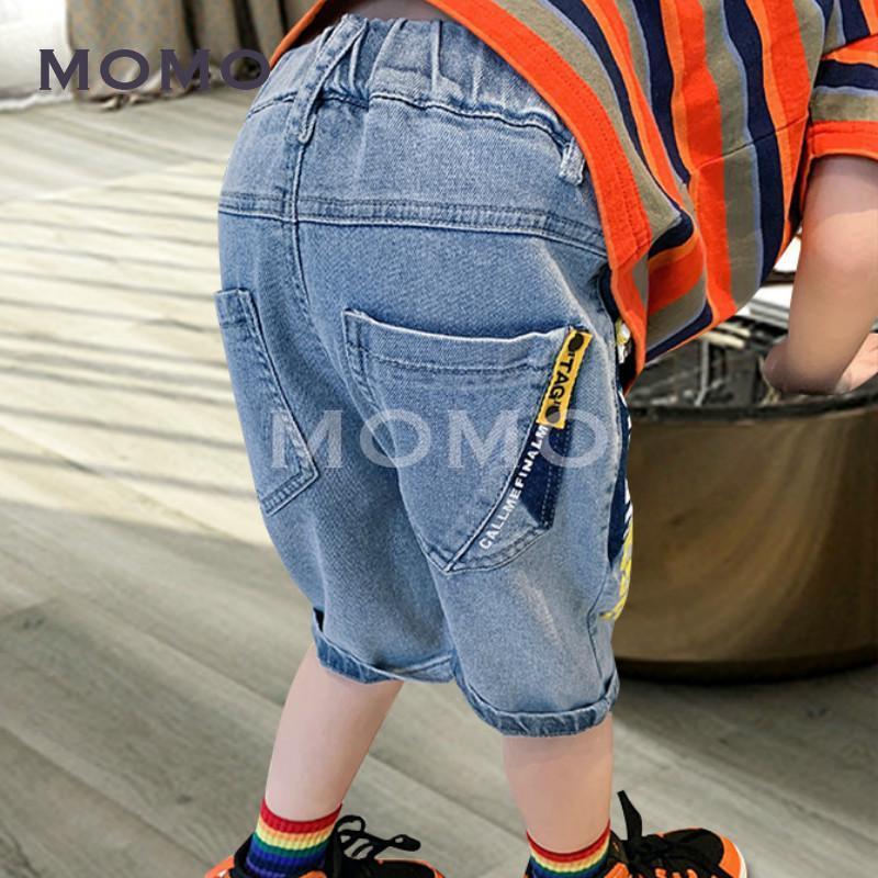 Quần Short Denim In Chữ Thời Trang Cho Bé Trai 3-12 Tuổi