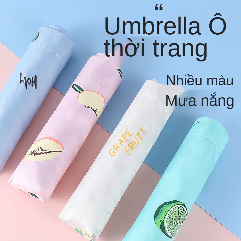 Ô dù nữ Gấp đi mưa nam và Keo đen chống nắng tia UV Small Fresh Umbrella
