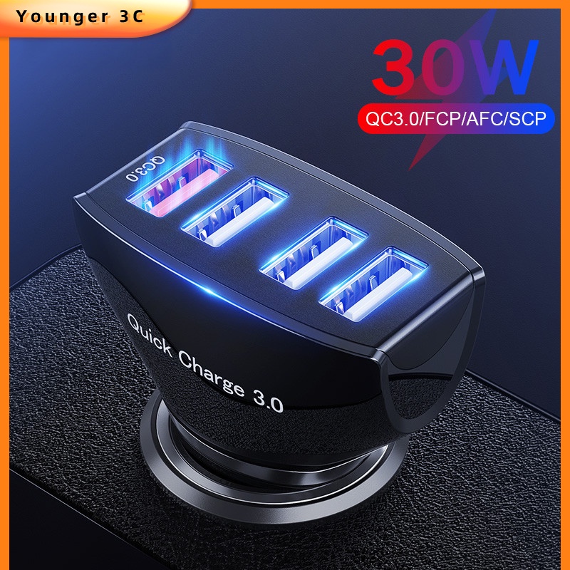 Tẩu Sạc Nhanh 30W 4 Cổng USB 3.0 Kép Cho Android Type C IOS