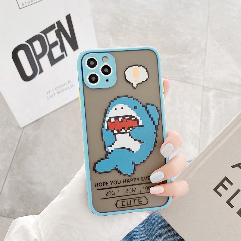 Ốp lưng iphone nhám Pixel fish 5/5s/6/6plus/6s/6splus/7/7plus/8/8plus/x/xr/xs/11/12/pro/max/plus/promax-Awifi Case U4-16